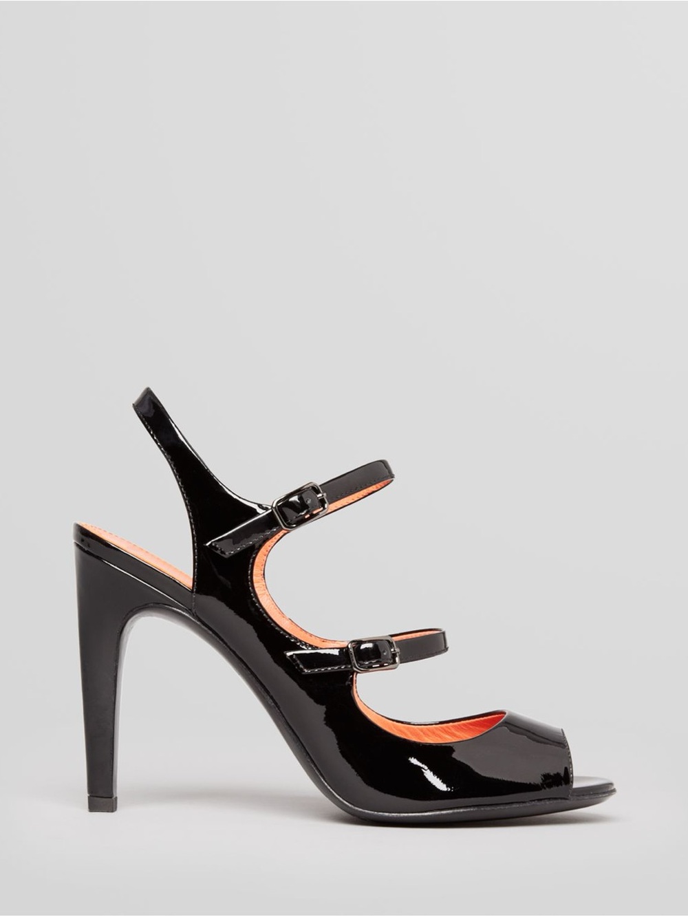 Via Spiga Black Patent Strappy Slingback Heels